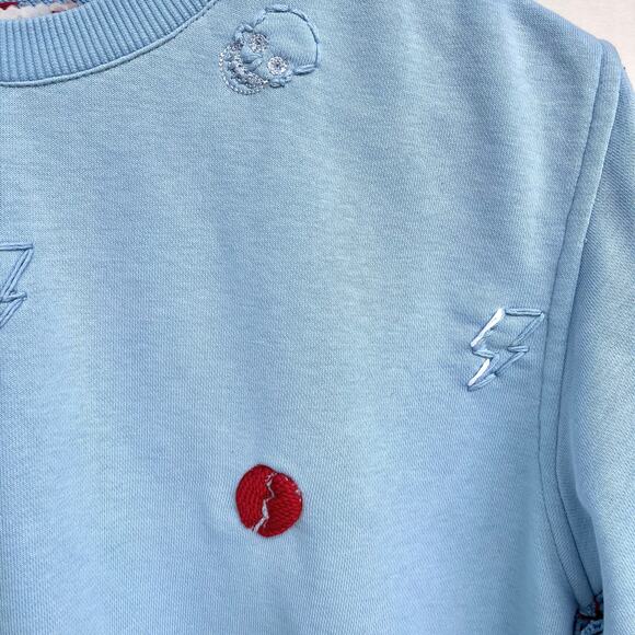 One432 One 432 Sweatshirt Embroidered Skeletor Lighting Bolt Blue Unisex XS Mens - Picture 8 of 12